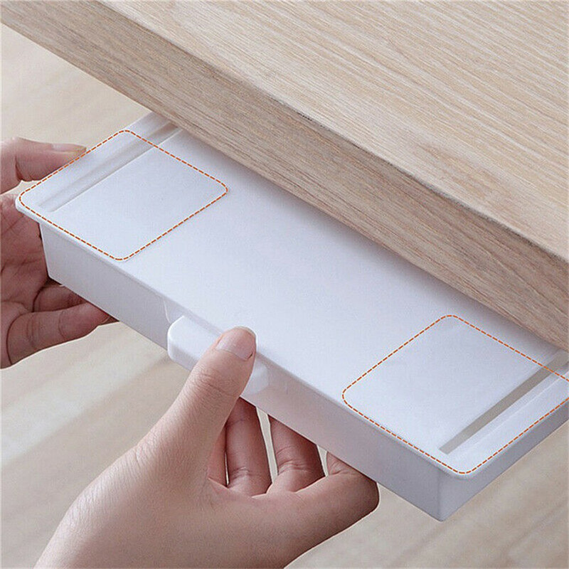 Samolepiaci zásobník na ceruzky pod zásuvku na stôl, úložný box na kancelárske potreby, stojan na perá, kancelársky úložný organizér do domácnosti