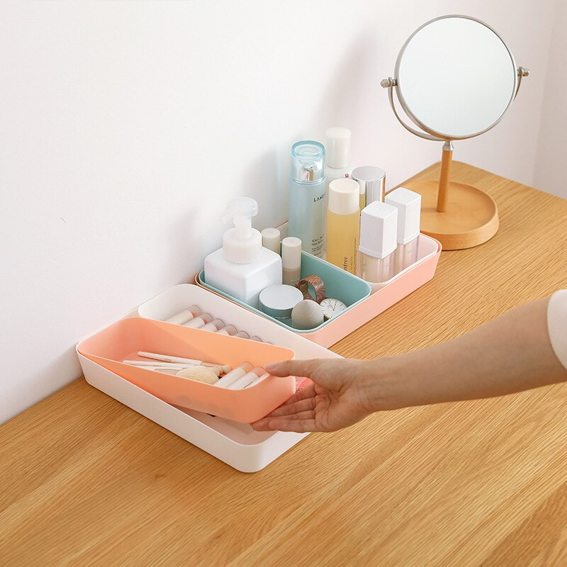Úložný box so zásuvkami, kuchynský riad, malá obdĺžniková plastová stolová kozmetika
