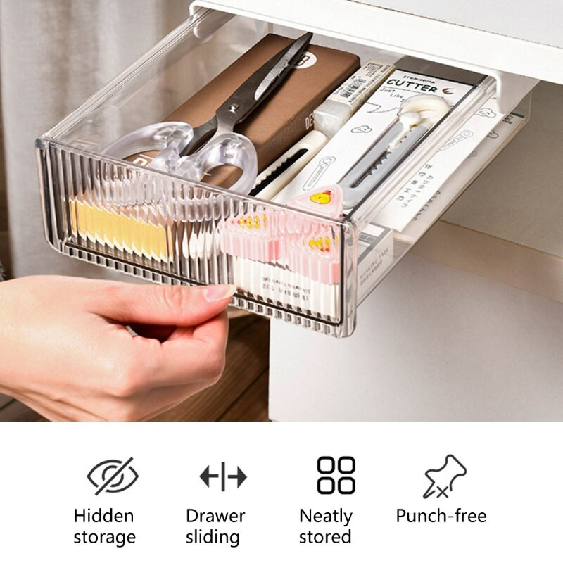 Skrytý úložný box pod zásuvkou stola, samolepiaci držiak na perá, držiak na ceruzky, stôl, domáca kancelária, papiernictvo, rôzne potreby, organizér