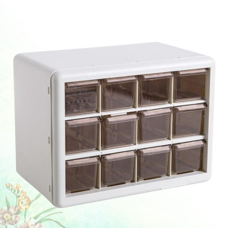 Priehľadná viacvrstvová mini šperkovnica na stôl so zásuvkou, úložná skrinka na šperky do domácej kancelárie