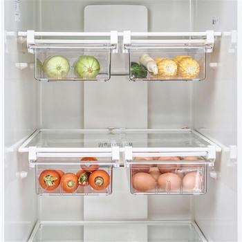 PET Хладилен органайзер Прозрачен контейнер за контейнер за съхранение Кухня Плодове Кутия за съхранение на храна Регулируема за килер Фризер