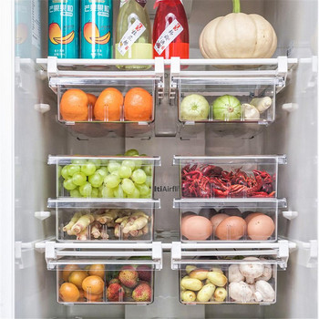 Οργανωτής Ψυγείου PET Διαφανής Κάδος Αποθήκευσης Ψυγείου Δοχείο Κουζίνας Κουτί αποθήκευσης φρούτων Τροφίμων Ρυθμιζόμενο για Καταψύκτη ντουλαπιών