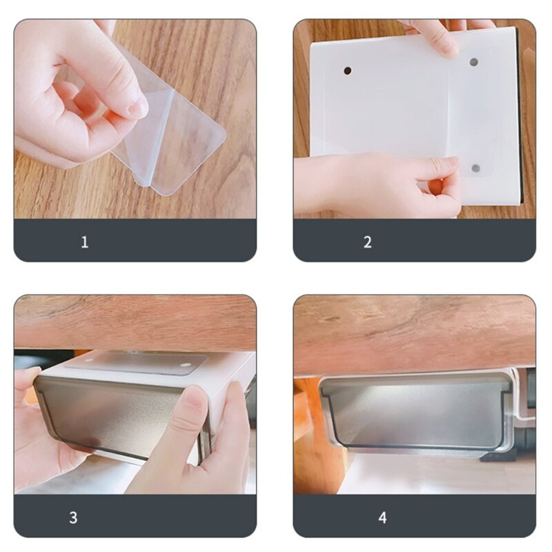 Samolepiaci organizér zásuviek s posuvným vekom, úložný priestor, držiak kontajnera