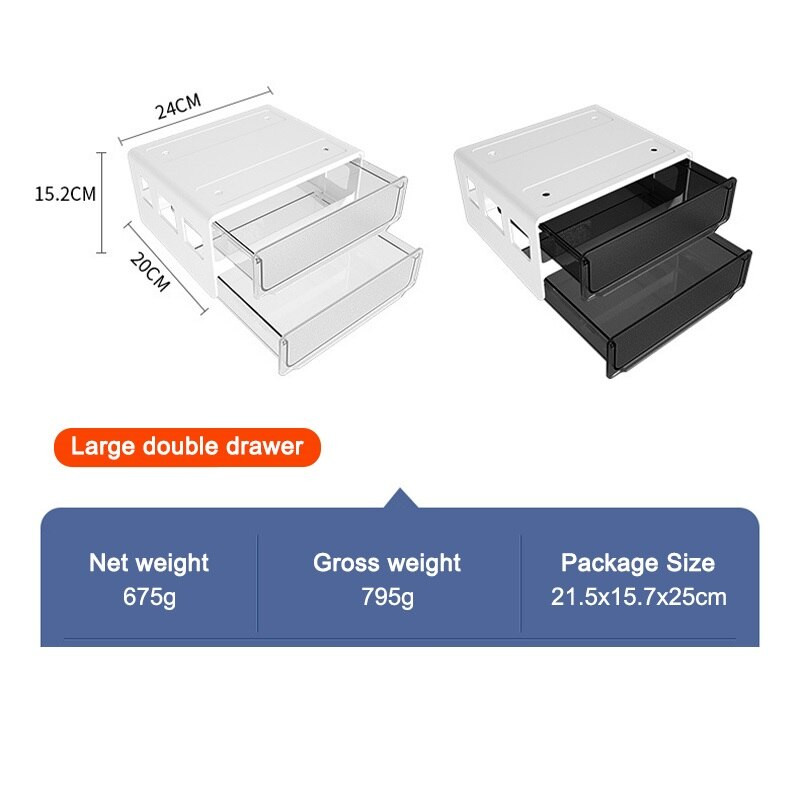 2-vrstvový organizér pod zásuvku stola, skrytý samolepiaci úložný priestor pod stolom, krabica na papiernictvo do kancelárie/učebne/domov