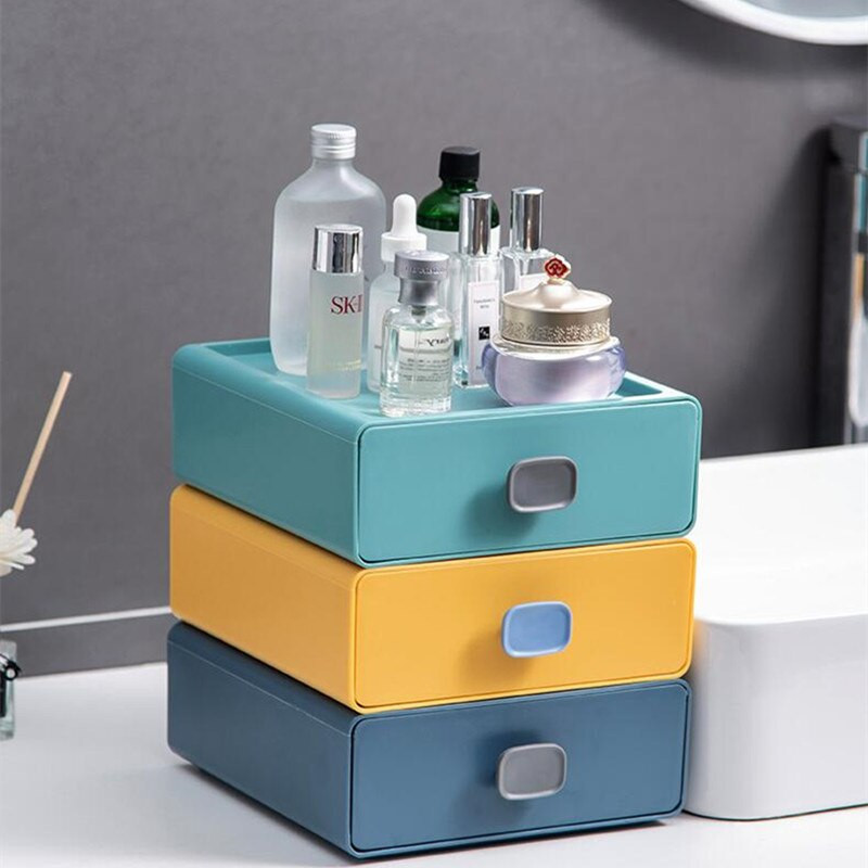 Egymásra rakható fiókos tárolódoboz asztali rendszerező többfunkciós műanyag tárolóedények háztartási irodákhoz