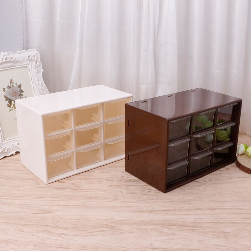 Cutie de depozitare din plastic cu 9 sertare Articole diverse de birou Cosmetice Organizator de bijuterii Dulap Ornamente pentru acasă cu orificiu Suport de perete