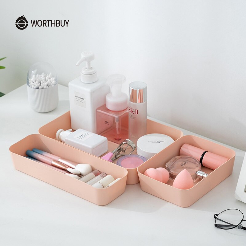 WORTHBUY Sertare de depozitare Organizator de depozitare din plastic Sertare pentru haine de machiaj Cutie organizator pentru tacamuri Organizator de birou pentru bucatarie
