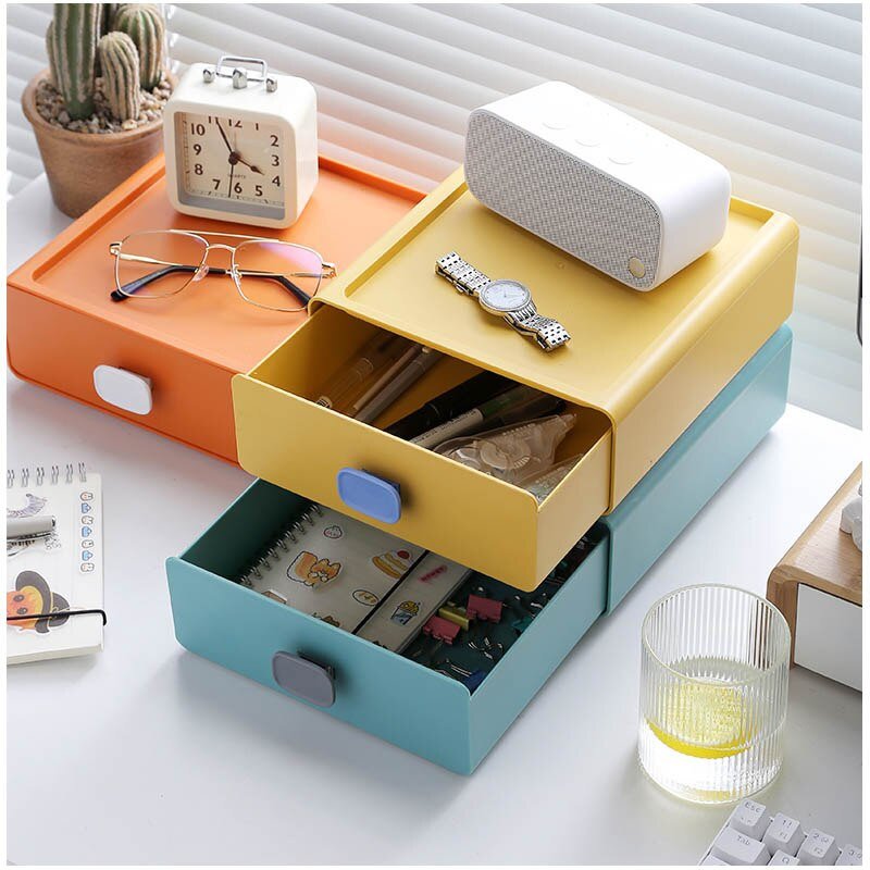 Настолен органайзер Чекмедже за съхранение Кутия за грим Подреждащ се контейнер за бижута Маска с голям капацитет Офис Кутия за съхранение на лекарства Кутии