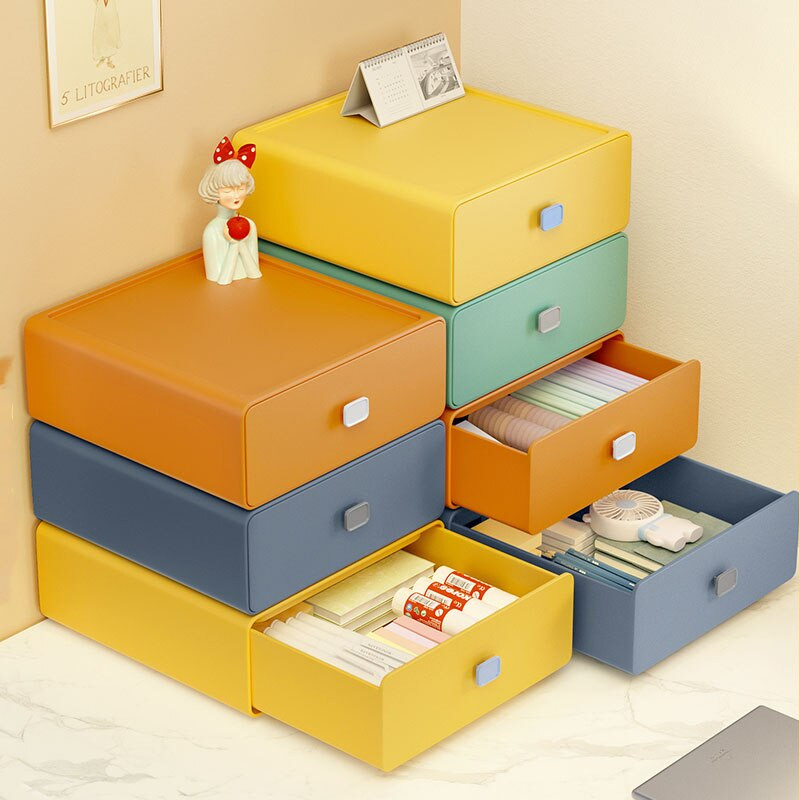 Настолен органайзер Чекмедже за съхранение Кутия за грим Подреждащ се контейнер за бижута Маска с голям капацитет Офис Кутия за съхранение на лекарства Кутии