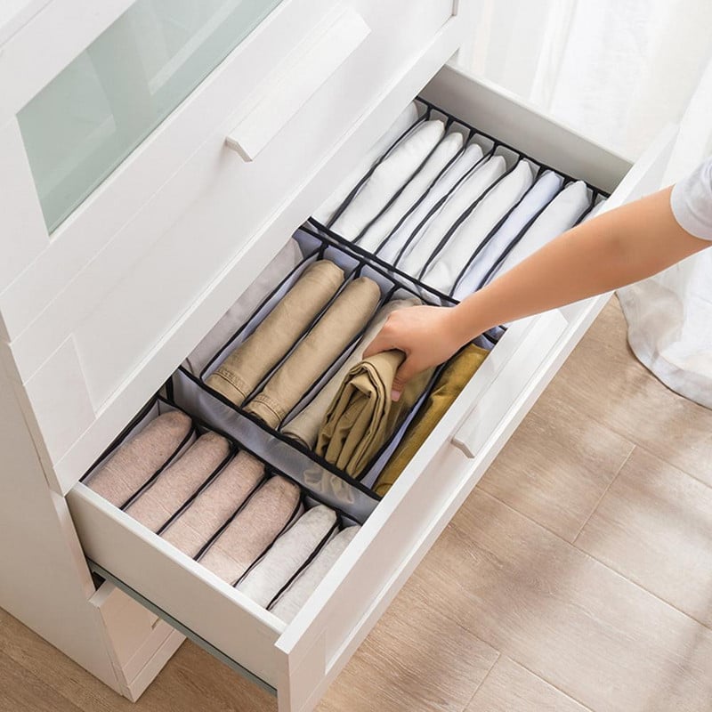 Organizér na oblečenie do šatníka, úložný box na džínsy, skladaný sieťovaný oddeľovací box, umývateľný organizér na oblečenie, zásuvka na oblečenie