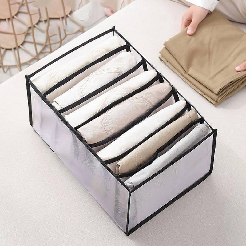 Organizér na oblečenie do šatníka, úložný box na džínsy, skladaný sieťovaný oddeľovací box, umývateľný organizér na oblečenie, zásuvka na oblečenie