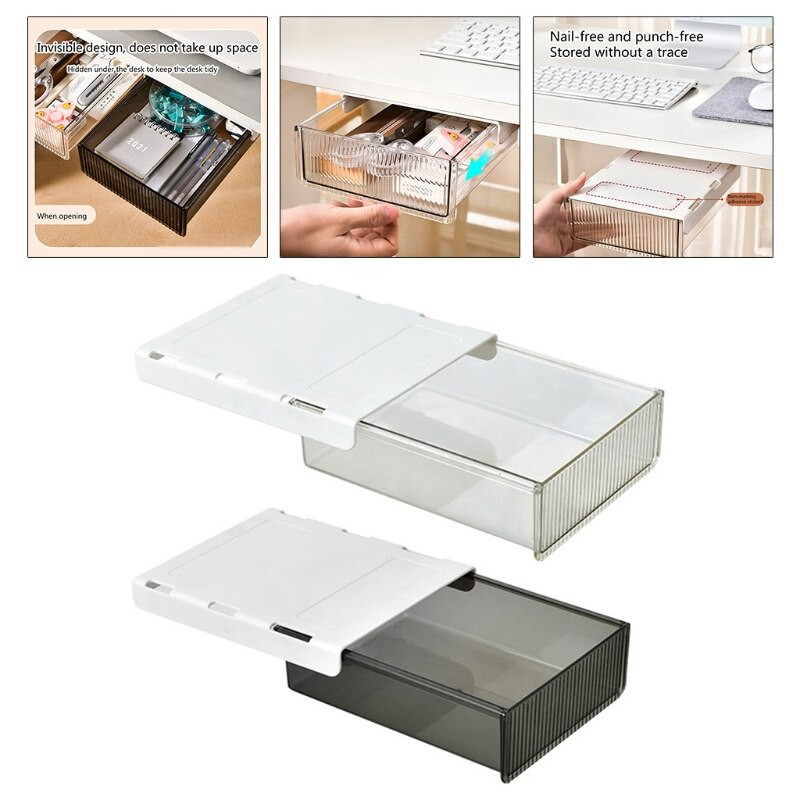 Skrytý úložný box pod zásuvkou stola, samolepiaci držiak na perá, držiak na ceruzky, organizér na kancelárske potreby