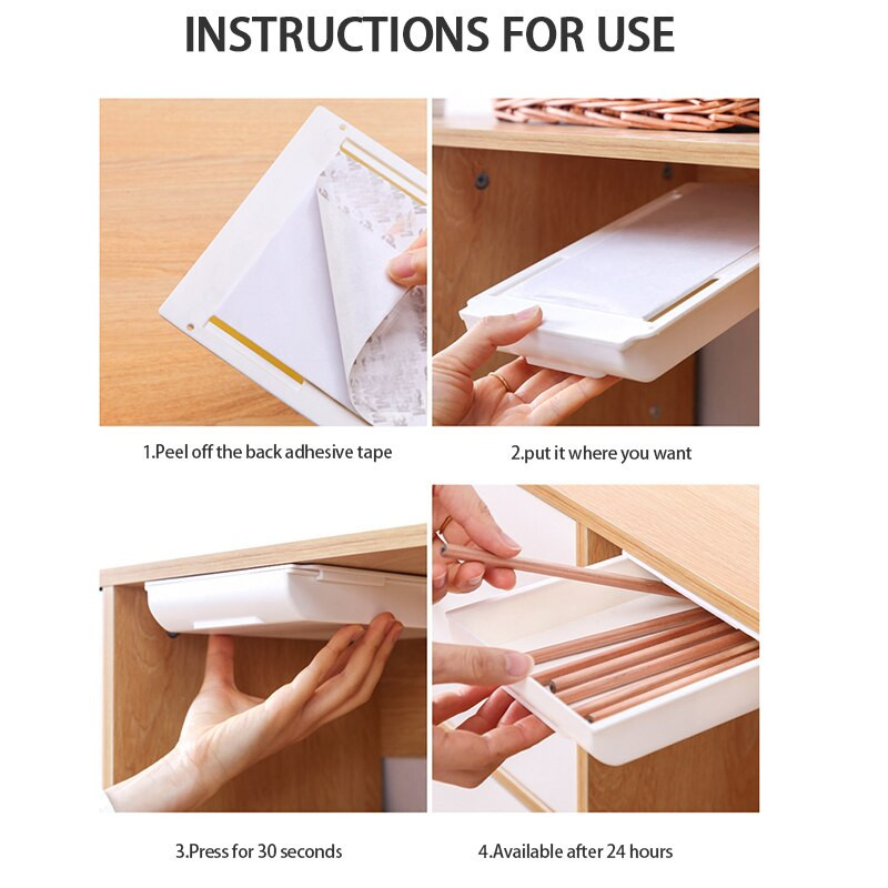 Skrytý úložný box do spálne, organizér na štetce na make-up, samolepiaci, kancelárske potreby, úložný box na písanie