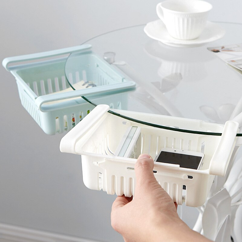 Nastaviteľný roztiahnuteľný úložný stojan na chladničku do kuchyne, držiak police do chladničky s mrazničkou, výsuvný košík, šetrí miesto