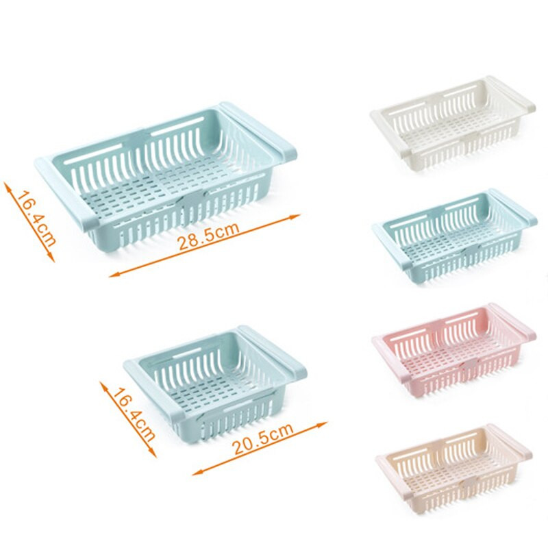 Nastaviteľný roztiahnuteľný úložný stojan na chladničku do kuchyne, držiak police do chladničky s mrazničkou, výsuvný košík, šetrí miesto