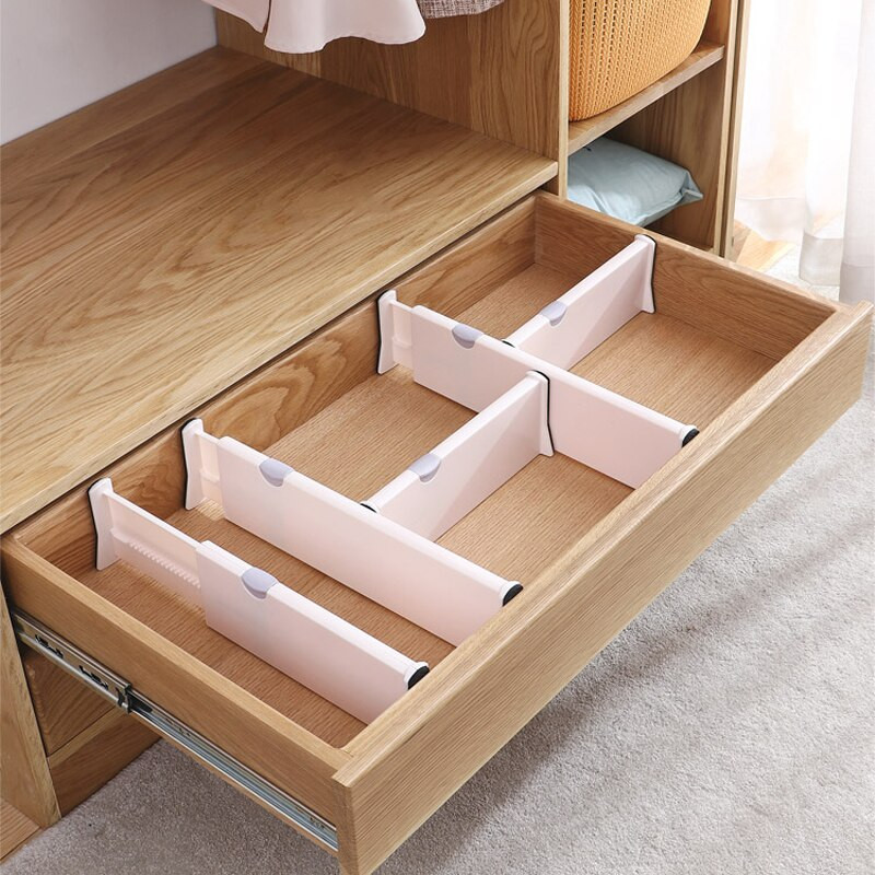 Állítható tároló fiókok elválasztó Behúzható műanyag fiókelválasztó tartó Konyhai fiók rendszerező Szekrény fiókelválasztók