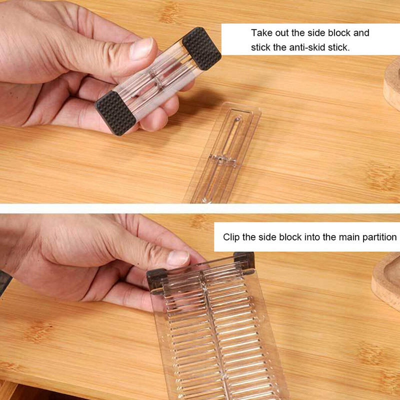 2 ks nastaviteľná oddeľovacia priečka do zásuviek, deliaca priečka, ponožky, skriňa, úložný organizér, deliaca doska, organizéry do šindľov, príslušenstvo do domácnosti