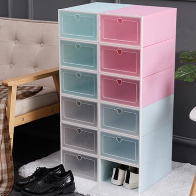 Clear PP Stackable Dust-proof Flip Drawer Shoes Box Home Storage Container Organizer Πλαστικά κουτιά παπουτσιών Στοιβαζόμενα κουτιά αποθήκευσης