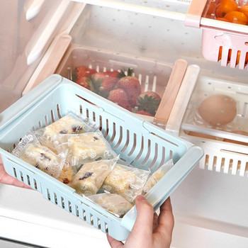Мултифункционален кухненски хладилник Кошница за съхранение Поставка Хладилник Фризер Рафт Държач Изтеглящ се пластмасов чекмедже Органайзер Спестяване на място