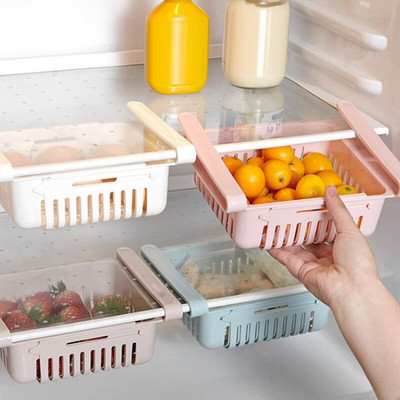 Multifunctional bucatarie frigider Cos de depozitare Suport frigider congelator Raft Suport extras din plastic Sertar Organizator Economisire de spatiu