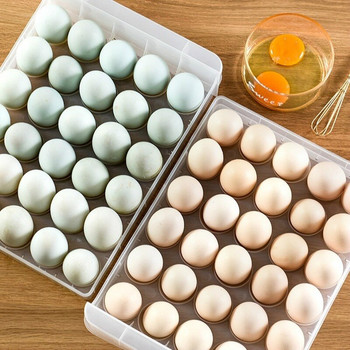 Домашна кутия за съхранение на яйца тип чекмедже Хладилна кутия за съхранение Пластмасова прозрачна кутия за кнедли Двуслойна тава за яйца