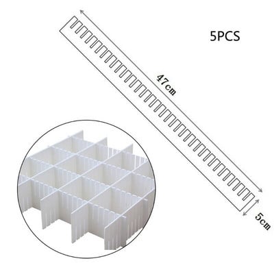 Priečky do zásuviek, organizéry na priečky do zásuviek 5 ks, nastaviteľná plastová priečka, DIY plastová mriežka, úložný priestor na make-up do domácnosti