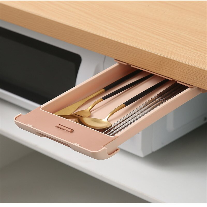 Samolepiaci zásobník na ceruzky, úložný priestor na stôl, zásuvka, organizér pod stôl, stojan, samolepiaci úložný priestor pod zásuvku