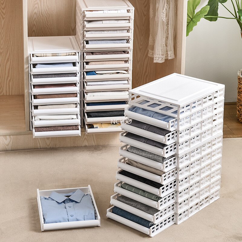 Vrstvený šatníkový priestor, úložný priestor, zásuvka, skladacia skrinka, stohovateľný organizér na šatník, medzipriestorová polica, organizér na oblečenie