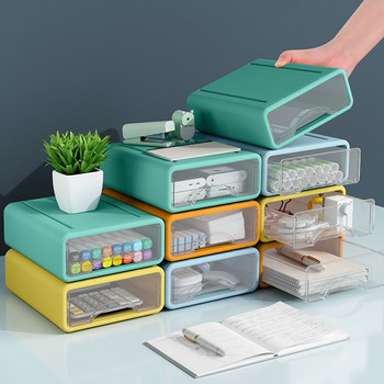 Opberglades Desk Organizer Document Diversen Houder Cosmetische Desktop Opbergdoos Kabinet Home Office Briefpapier Stapelbaar