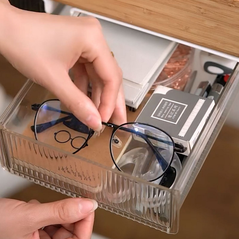 Samolepiaci úložný box Hiddens pod stôl, organizér na make-up, úložný box pod stôl, zásuvkový organizér, úložný box na kancelárske potreby