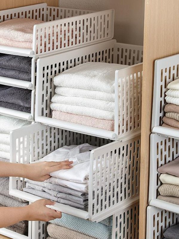 Sudedama rūbų spinta ir plastikinės sluoksniuotos pertvaros Sandėliavimo lentynaStalčiai Spintelės Organizatorius Stalčiai Drabužiai Spintelė Sandėliavimo dėžė Lentynėlė