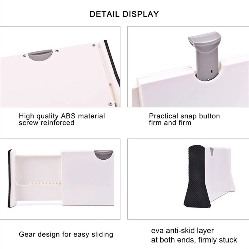 Nastaviteľný úložný priestor, deliaca priečka, výsuvný plastový držiak na zásuvky, oddeľovač do domácnosti, oddeľovač s klapkou