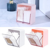 Stalinio kompiuterio plastikinės laikymo dėžutės skyrius Dvisluoksnis medvilninis tamponas Kosmetikos medvilnės laikymo dėžutė, skaidri su dangteliu