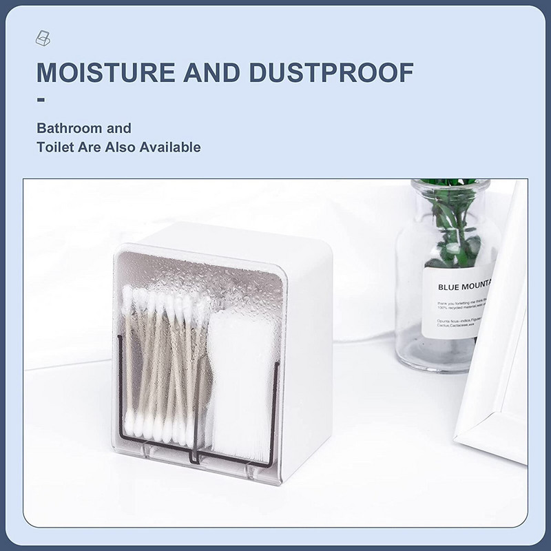 Stalinio kompiuterio plastikinės laikymo dėžutės skyrius Dvisluoksnis medvilninis tamponas Kosmetikos medvilnės laikymo dėžutė, skaidri su dangteliu