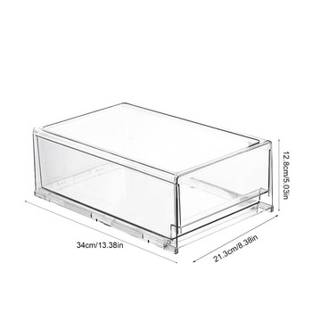 Прозрачни подреждащи се кошчета за съхранение Контейнери Кутия с издърпващо се чекмедже 2 размера Многократно подреждане Прозрачни кутии за контейнери за съхранение