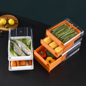 Чекмедже Хладилник Кутия за съхранение на свежест Прозрачен пластмасов контейнер за храна Кухненски шкаф Органайзер Аксесоари Хладилник Картонена кутия за яйца