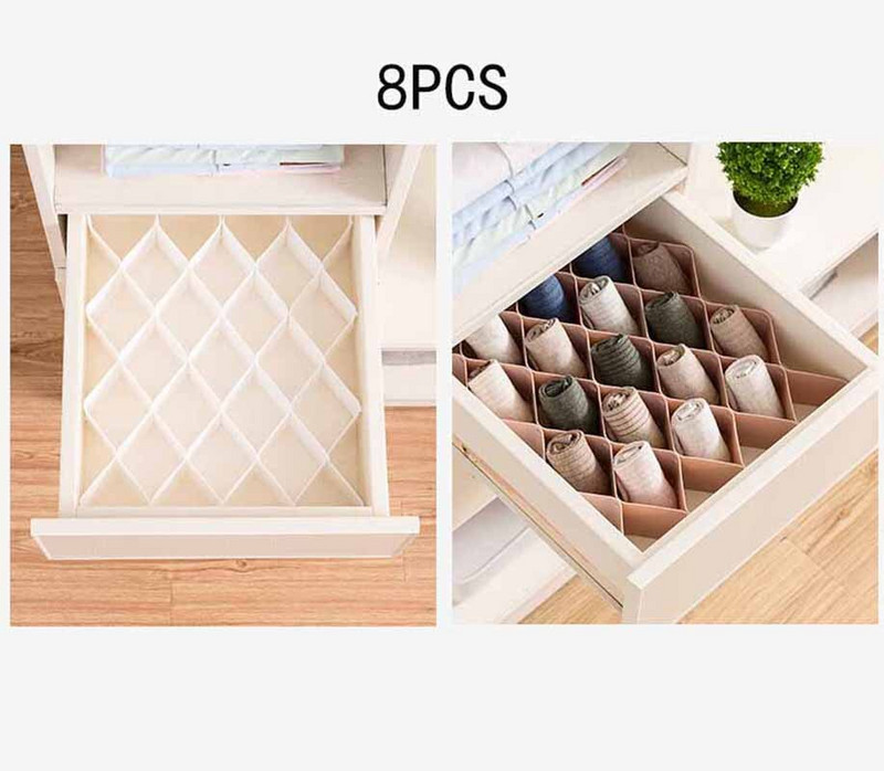 6/8 ks DIY kombinovaná spodná bielizeň ponožky úložný box priečka väzba podprsenka mriežka oddeľovač papiernictvo rôzne organizovať úložný box