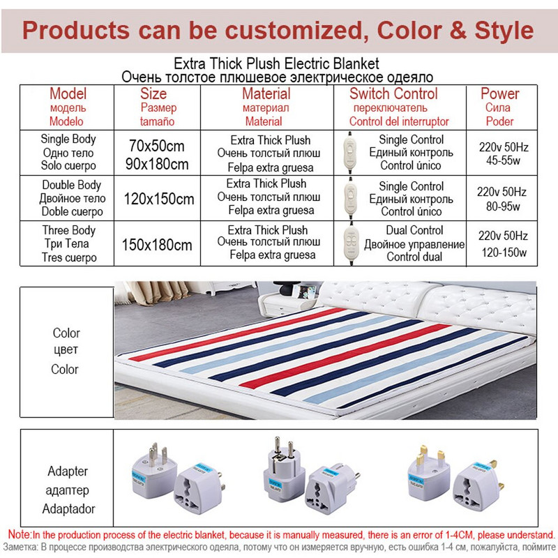 Elektrická deka 220V 110V hrubší ohrievač Dvojitá vyhrievaná deka Matrac Termostat Elektrická vyhrievacia deka Ohrievač tela