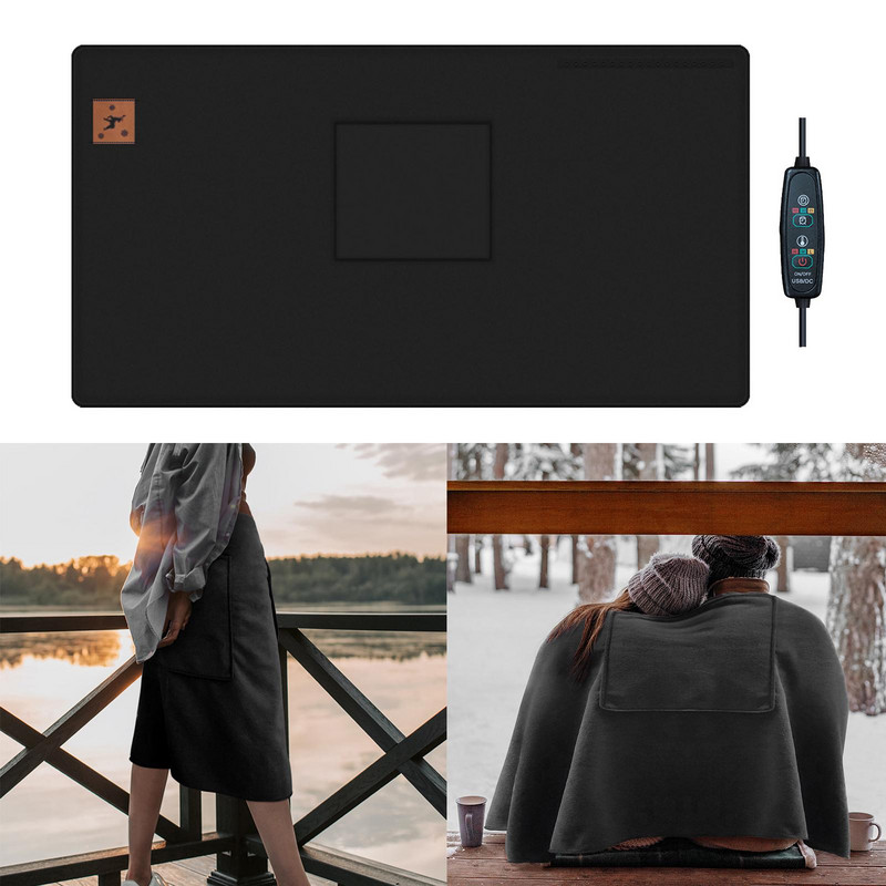 Elektrická deka s USB rozhraním, ochrana proti prehriatiu, 3-páková 5V vyhrievacia deka, vyhrievaná deka pre kanceláriu, domácnosť, vnútorné a vonkajšie použitie, chrbát, nohy a ruky