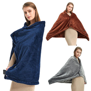 Θέρμανση USB κουβέρτα σάλι που πλένεται ζεστή κουβέρτα για το γραφείο στο σπίτι Μαλακό θερμικό φουλάρι από κοραλί φλις Χειμώνας Ζεστό μαξιλάρι ώμου