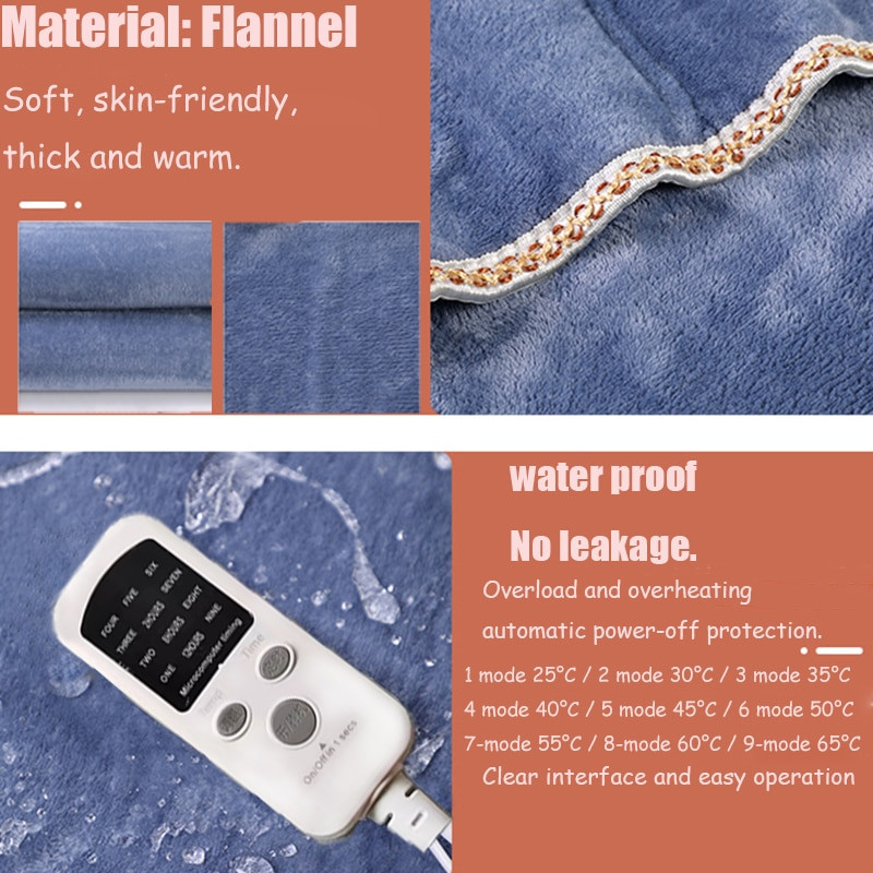 Elektrická deka Zimná teplá vykurovacia hrubšia plyšová vykurovacia prikrývka Vyhrievané prikrývky Elektrický matrac Nastaviteľná teplota Ohrievač tela