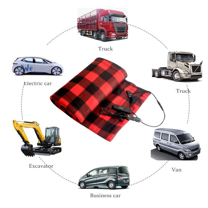 Elektrinio automobilio antklodė - 12 voltų šildoma vilnonė kelioninė antklodė su patentuotu saugos laikmačiu pastovios temperatūros šildymo antklode