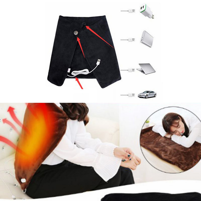 Vyhrievaná šatka, elektrická vyhrievacia deka, ohrievač tela s USB napájaním, vankúš na sedadlo, zimný plyšový vyhrievaný teplý šál do auta, kancelárie, domácnosti