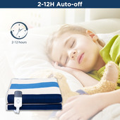 Flísová elektrická vykurovacia deka s reguláciou teploty, pruhovaná elektrická plachta s 9 prevodmi, nastaviteľný elektrický ohrievač deky na zimu