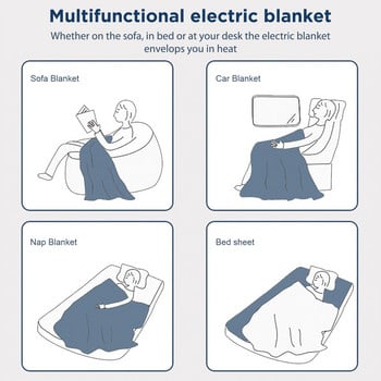 Поларено електрическо нагревателно одеяло Контрол на температурата Раиран електрически чаршаф 9 предавки Регулируем електрически нагревател за одеяло за зимата
