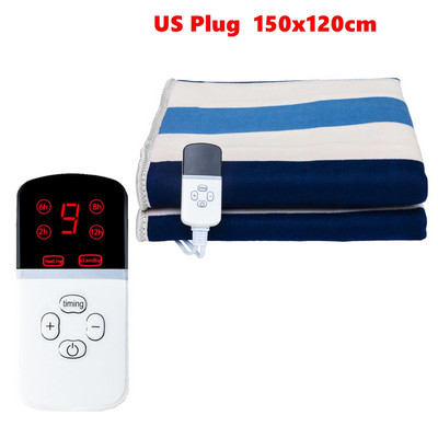 Flísová elektrická deka s reguláciou teploty, pruhované bezpečnostné vyhrievané podložky, 9 prevodových stupňov, nastaviteľný elektrický ohrievač deky na zimu