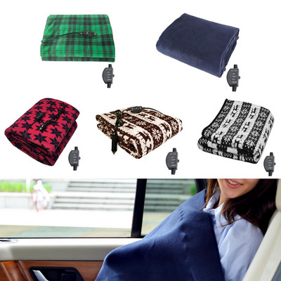 12V Electric Throw Cold Weather Fleece Cozy Heated Blanket 2 Heat Levels Electric Blanket Warming Fast Heating for Car