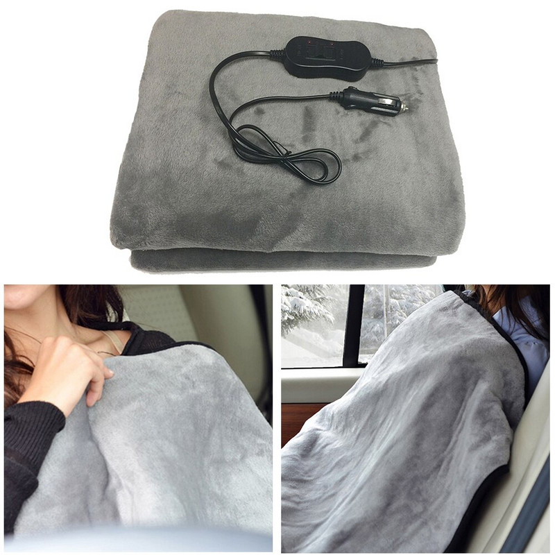 12V auto elektrická vyhrievaná deka Mat Grid úsporná teplá jeseň/zima auto elektrická vyhrievacia deka sivá modrá
