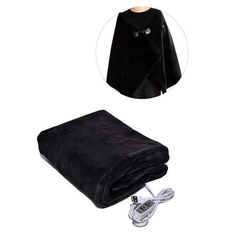160*60CM USB vyhrievaná šatka s 3 nastaveniami teploty, odnímateľná vyhrievacia podložka, deka na kancelársku pohovku