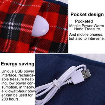 880x650mm Домашно USB акумулаторно електрическо нагревателно одеяло Подложка за колена с джобове Есенно зимно затоплящо удобно електрическо одеяло